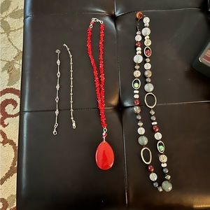Bundle of different style and colors of beautiful 2 necklaces, and two bracelets